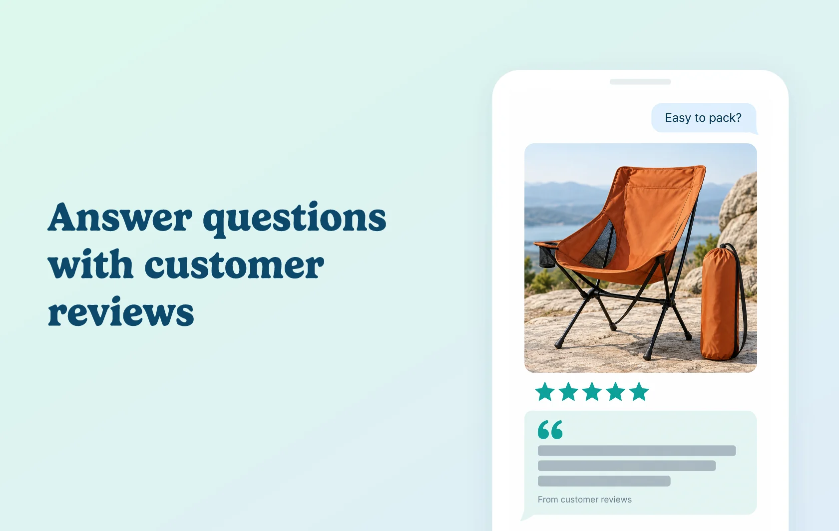 Judge.me and Carti integration: illustration of a shopping chat connecting a product question with a recommendation and customer reviews.