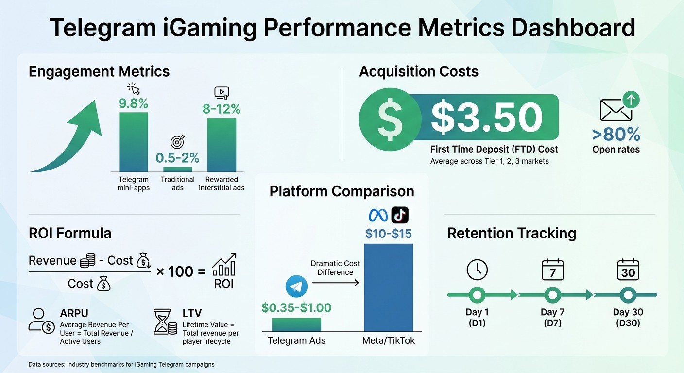 Telegram iGaming Performance Metrics: CTR, FTD Costs, and ROI Benchmarks