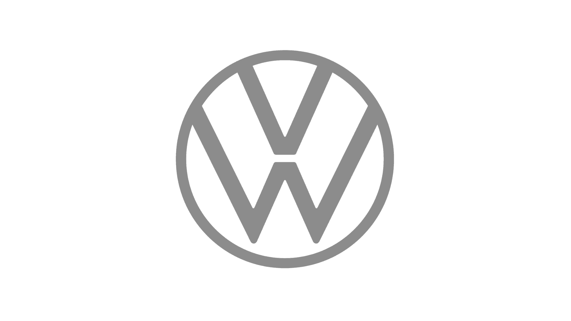 The image displays the Volkswagen logo, featuring a stylized "V" and "W" interlocked within a circle, set against a solid blue background.