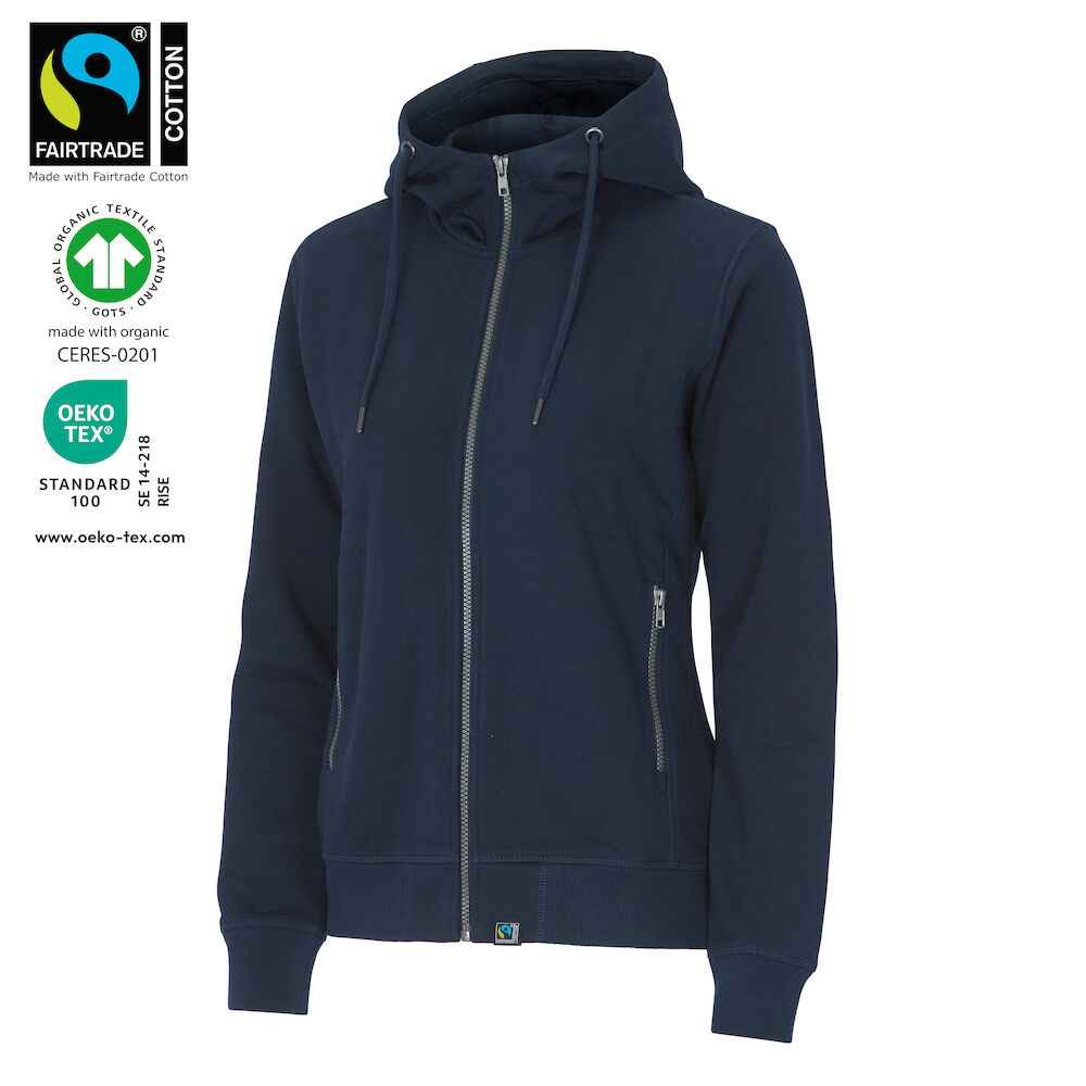Lange cardigan dames voor het werk — Cottover F. Terry Full Zip Hood Lady – Gots Gecertificeerd