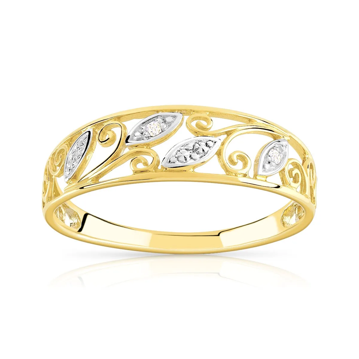 Bague en deux ors 375 sertie de diamants