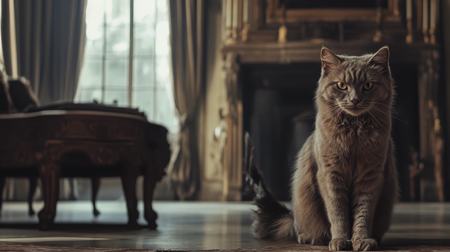 A great cat in a regal living room