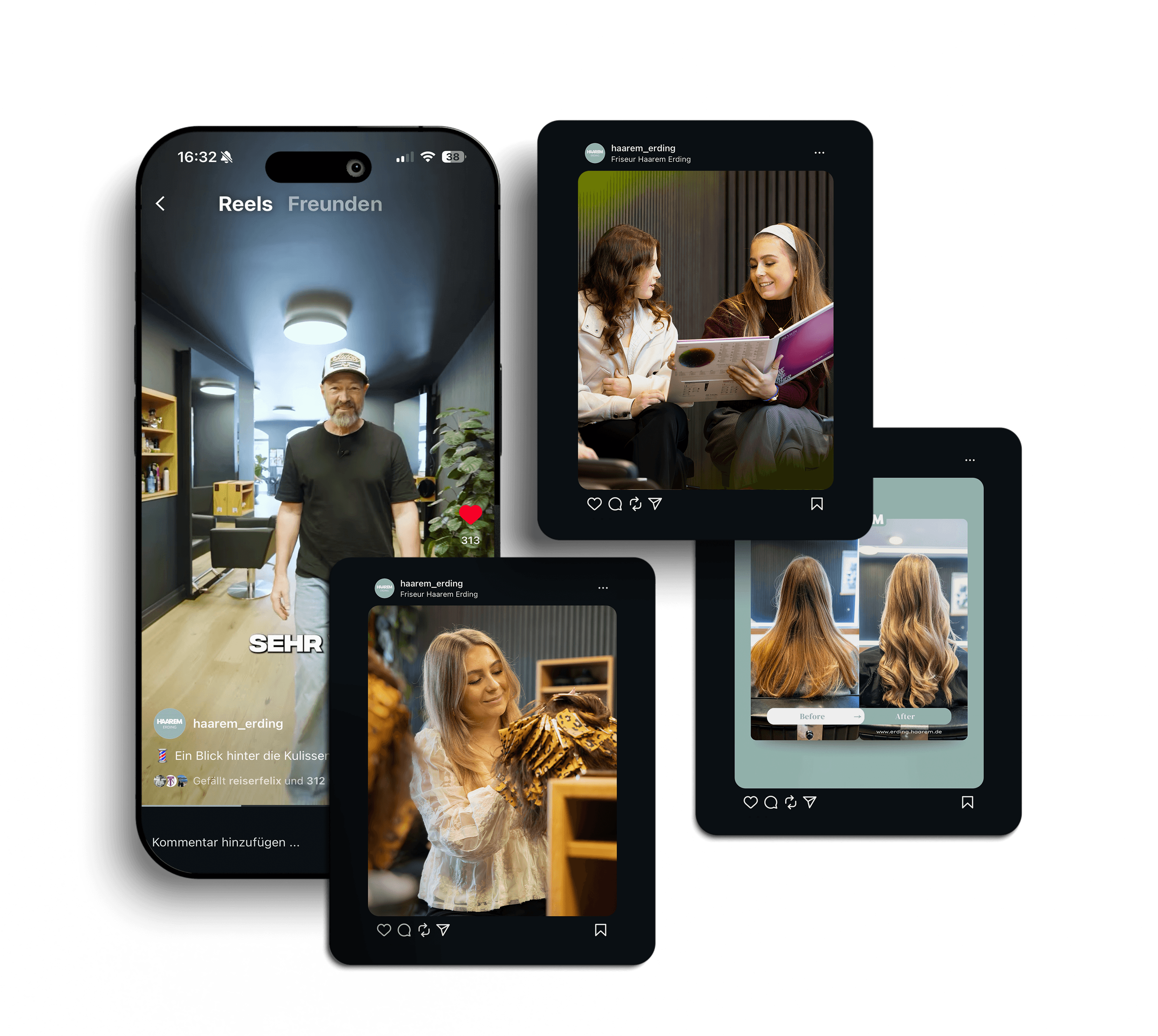 Instagram-Beitragsdesign für den Friseursalon Haarem, erstellt von Blackbone