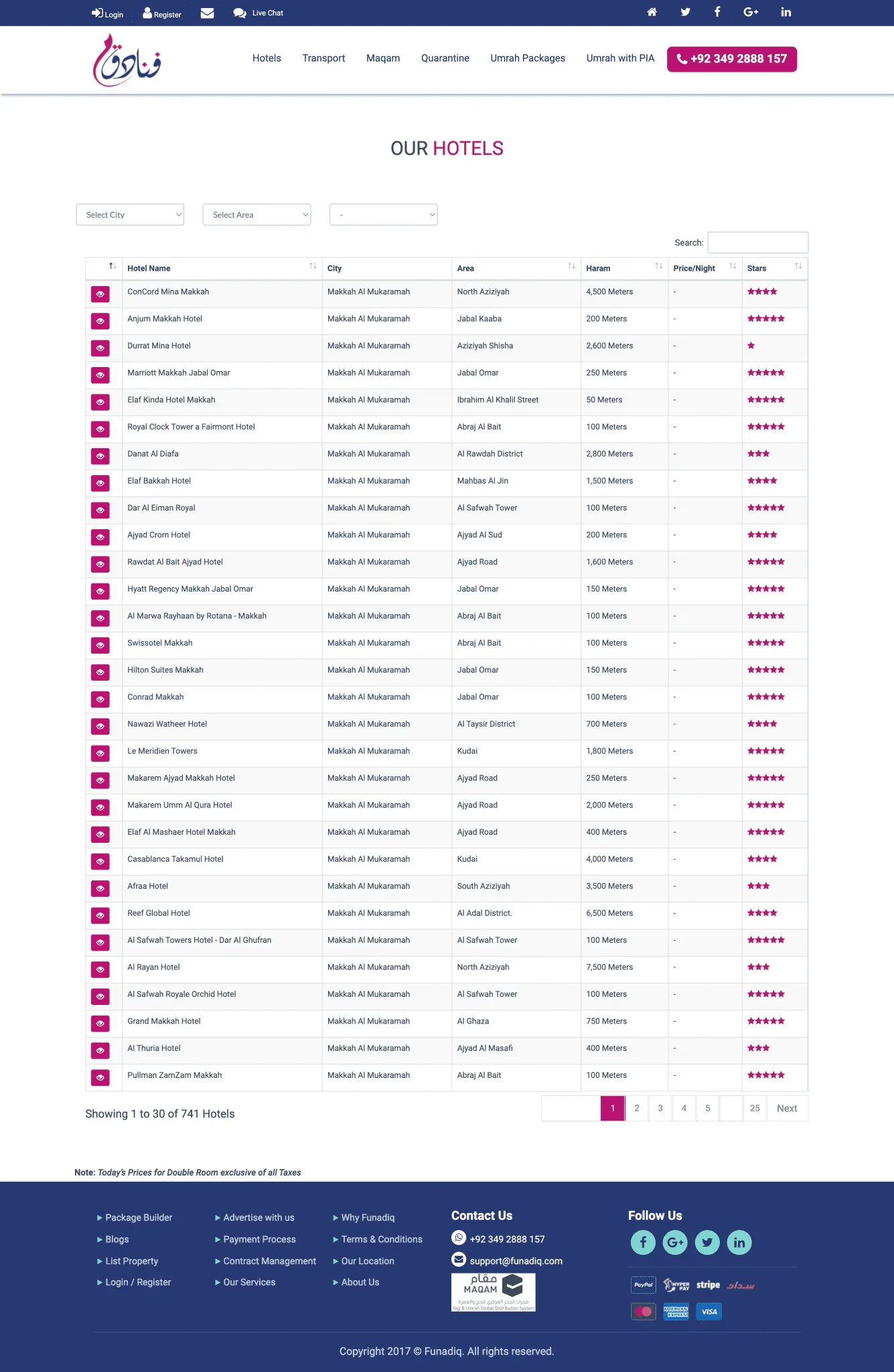 Hotels Page For Funadiq website developed & designed by Dreams Agency Mississauga, Ontario