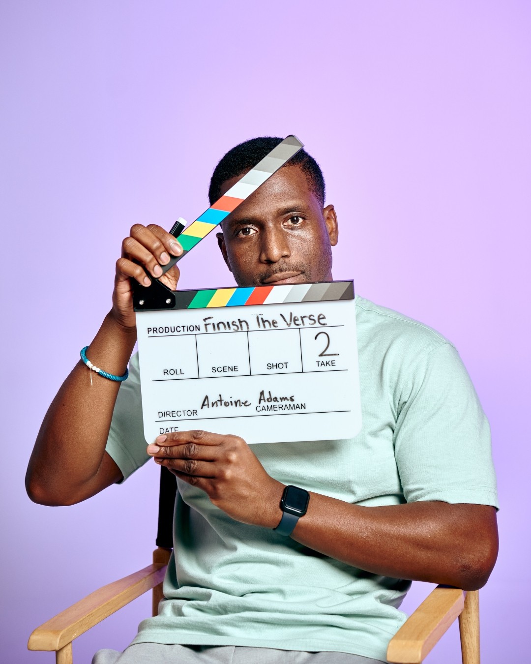 Antoine Adams behind the scenes directing and filming