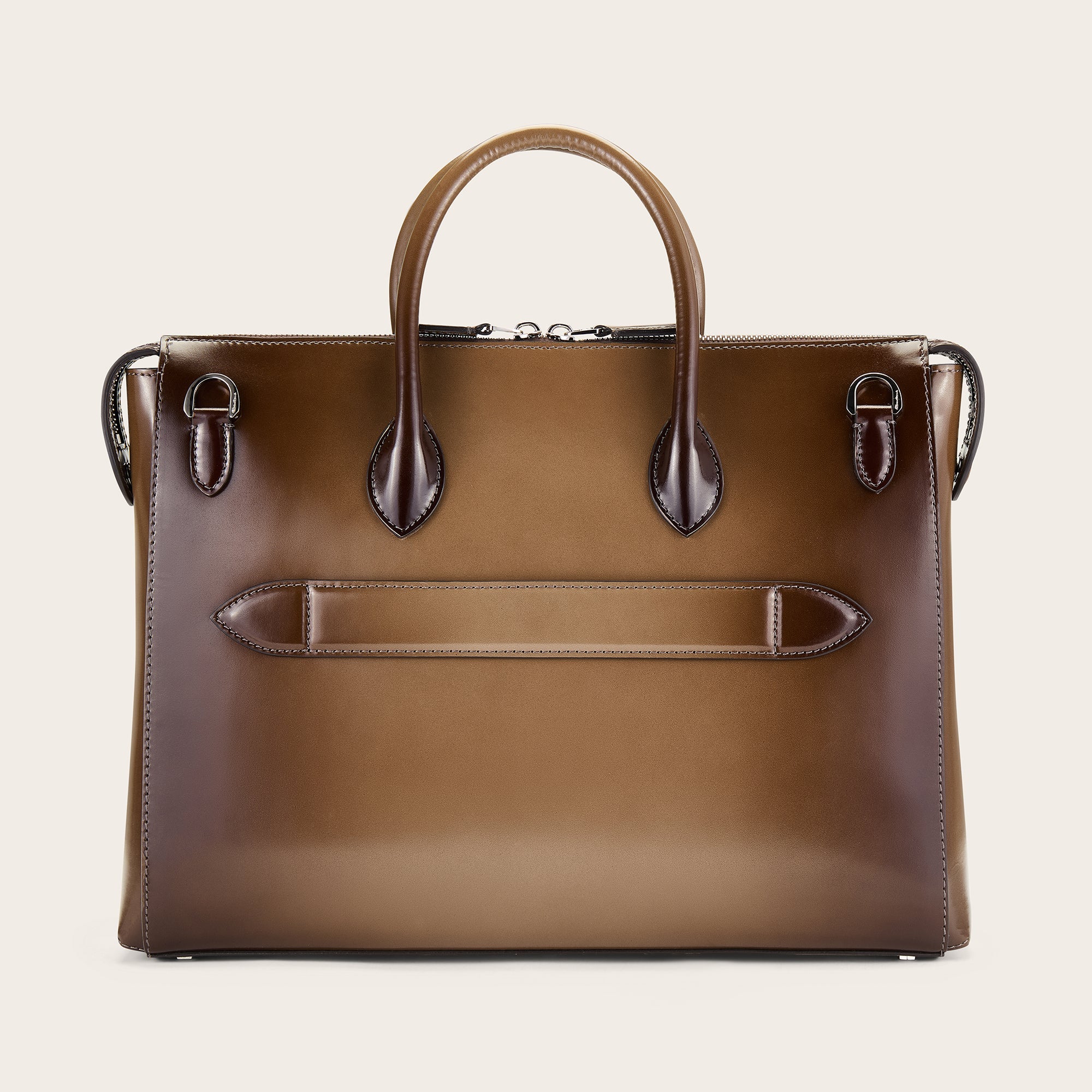 Dark Brown Leather Laptop Bag - Mandelli UK