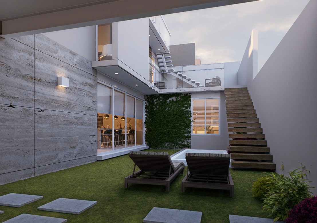 a house with a swimming pool in front of it