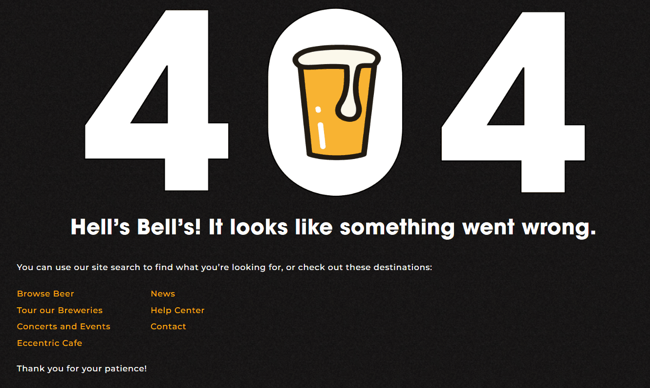 Bell’s Beer 404 Error Page