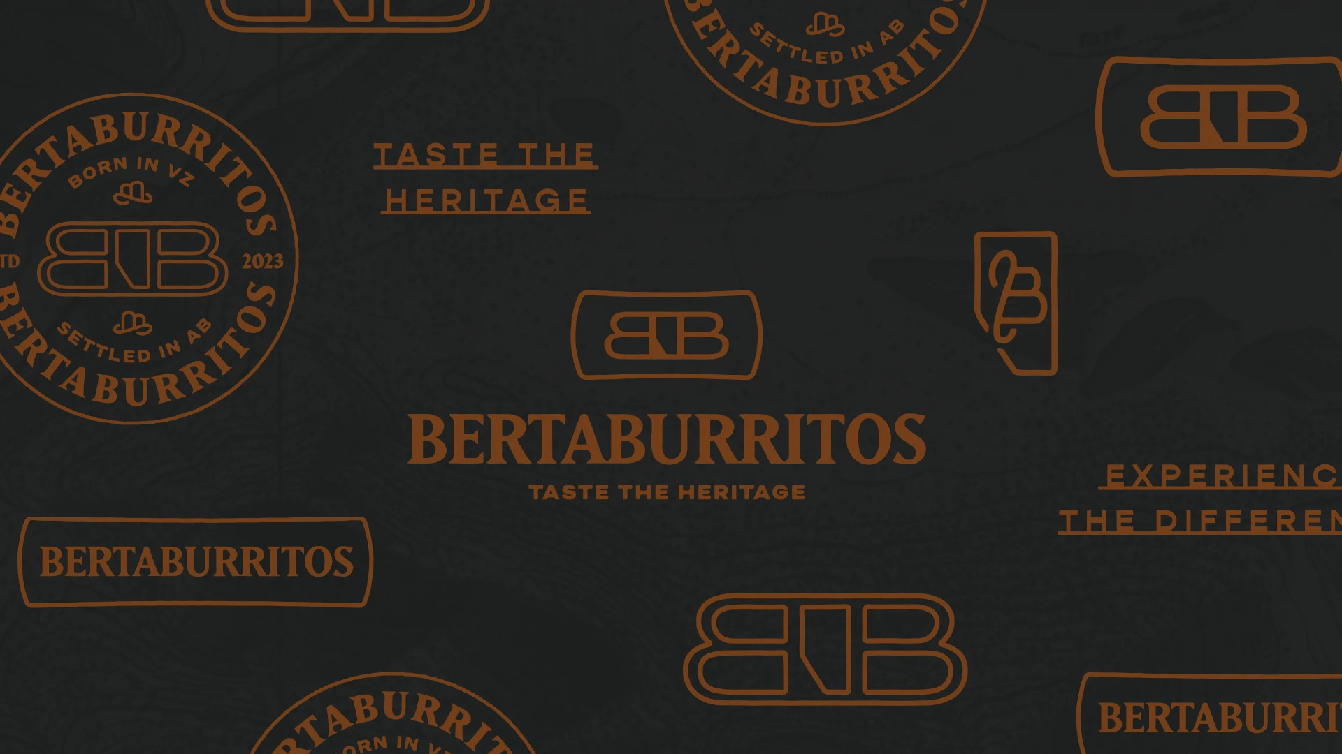BertaBurritos branded pattern featuring the restaurant's logo, typography and visual identity