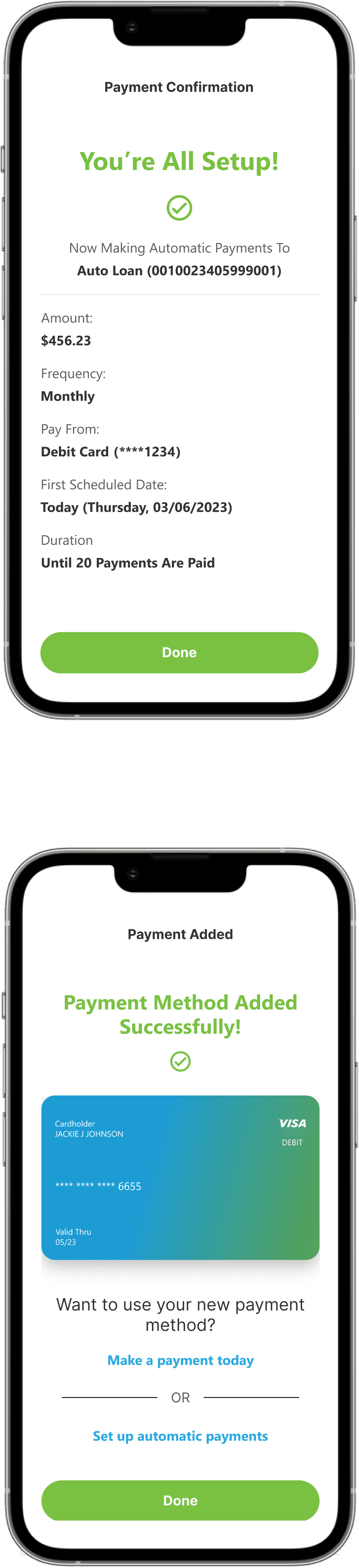 image of two phones for online banking at Crescent Bank