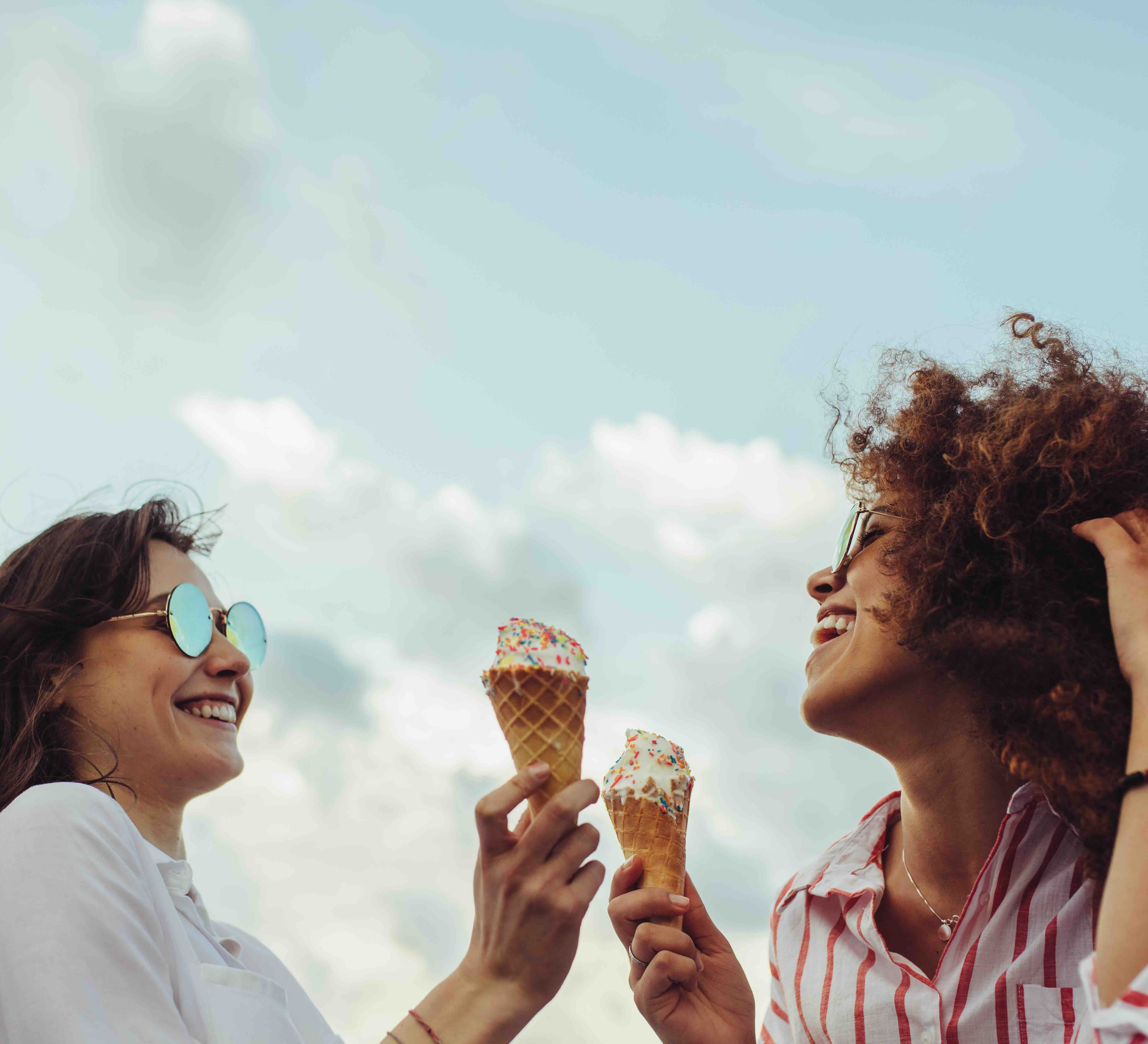Image of two women eating ice cream