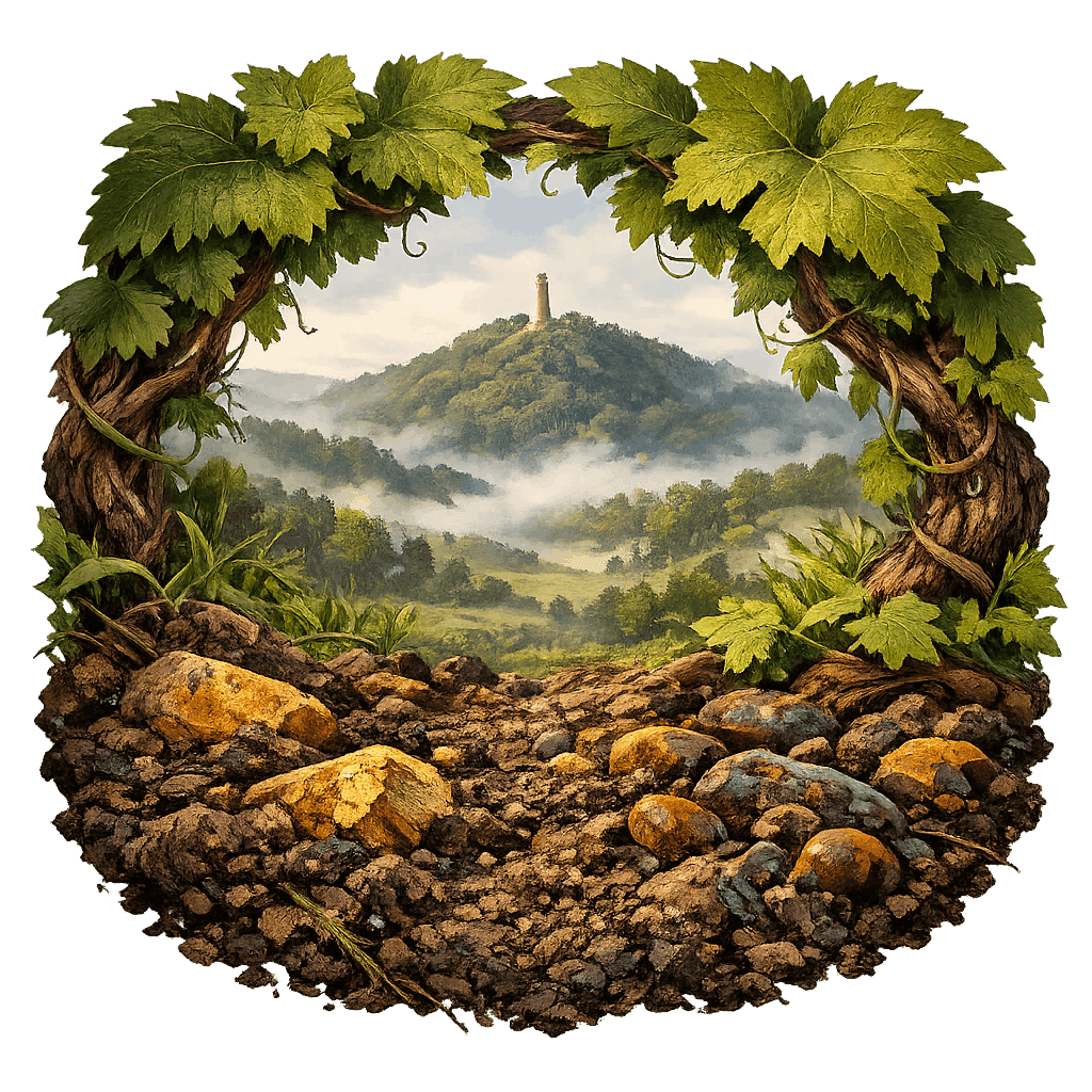 Detailed graphic of the Piccadilly Valley wine region.