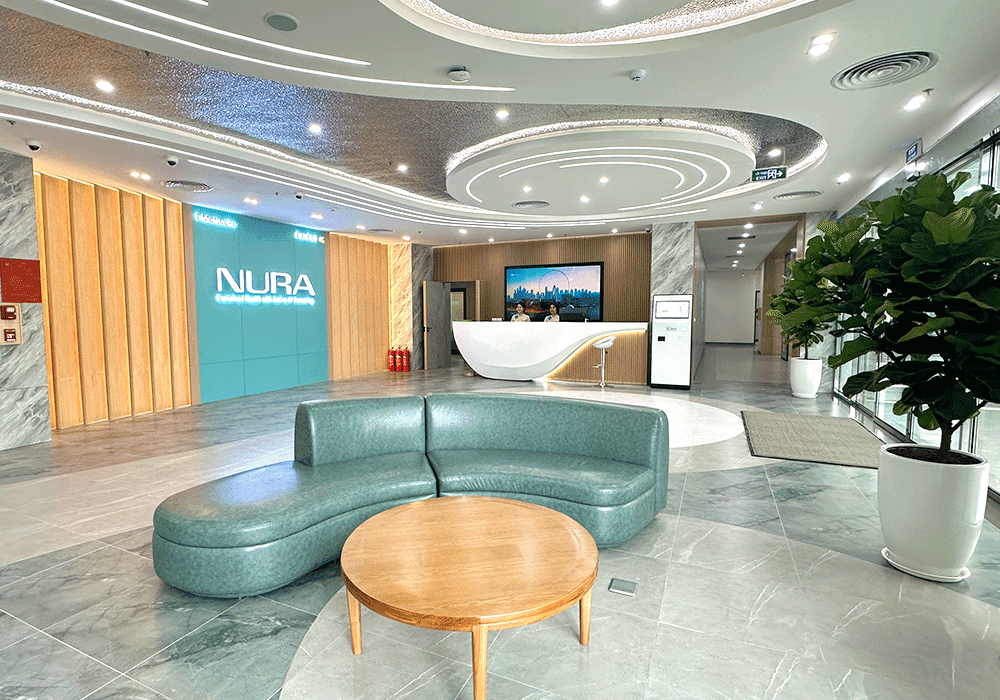 Interior view of Nura Hanoi preventive health center offering AI-powered screening in Vietnam.