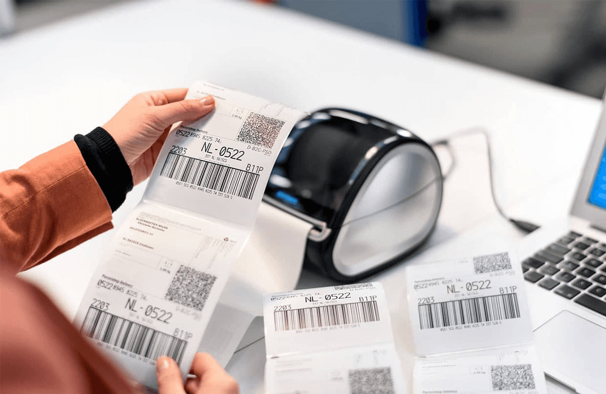 E-commerce label being printed for delivery