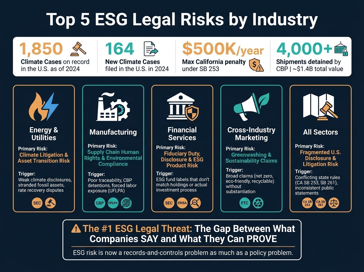Top 5 ESG Legal Risks by Industry: Key Stats & Exposure Map