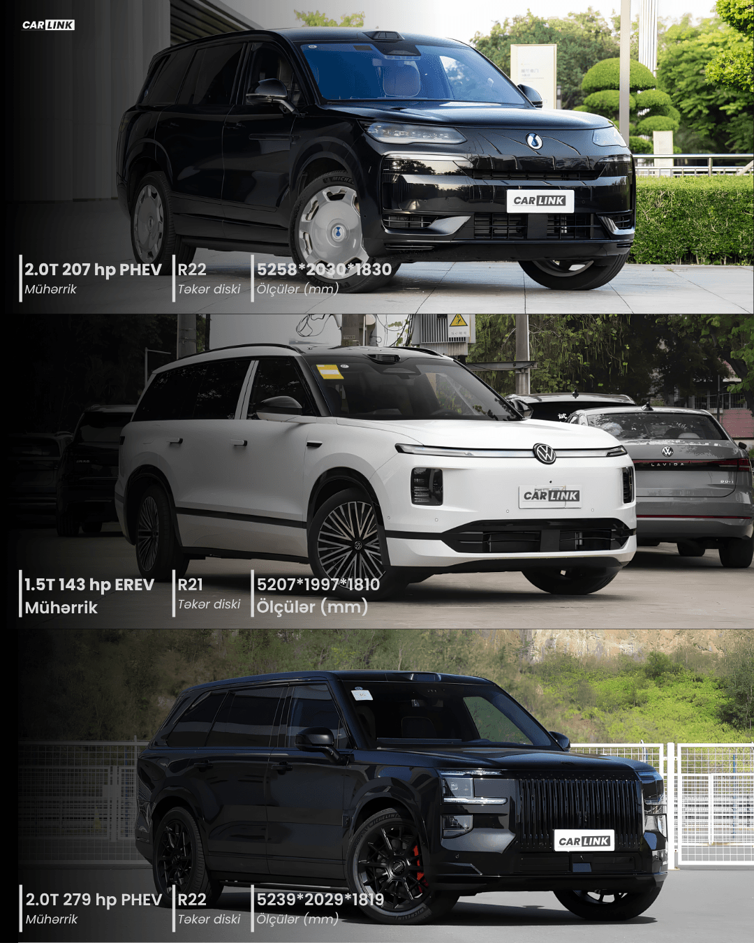 Denza N9, Volkswagen ID.ERA 9X və Zeekr 9X modellərinin texniki göstəricilərinin müqayisəsi