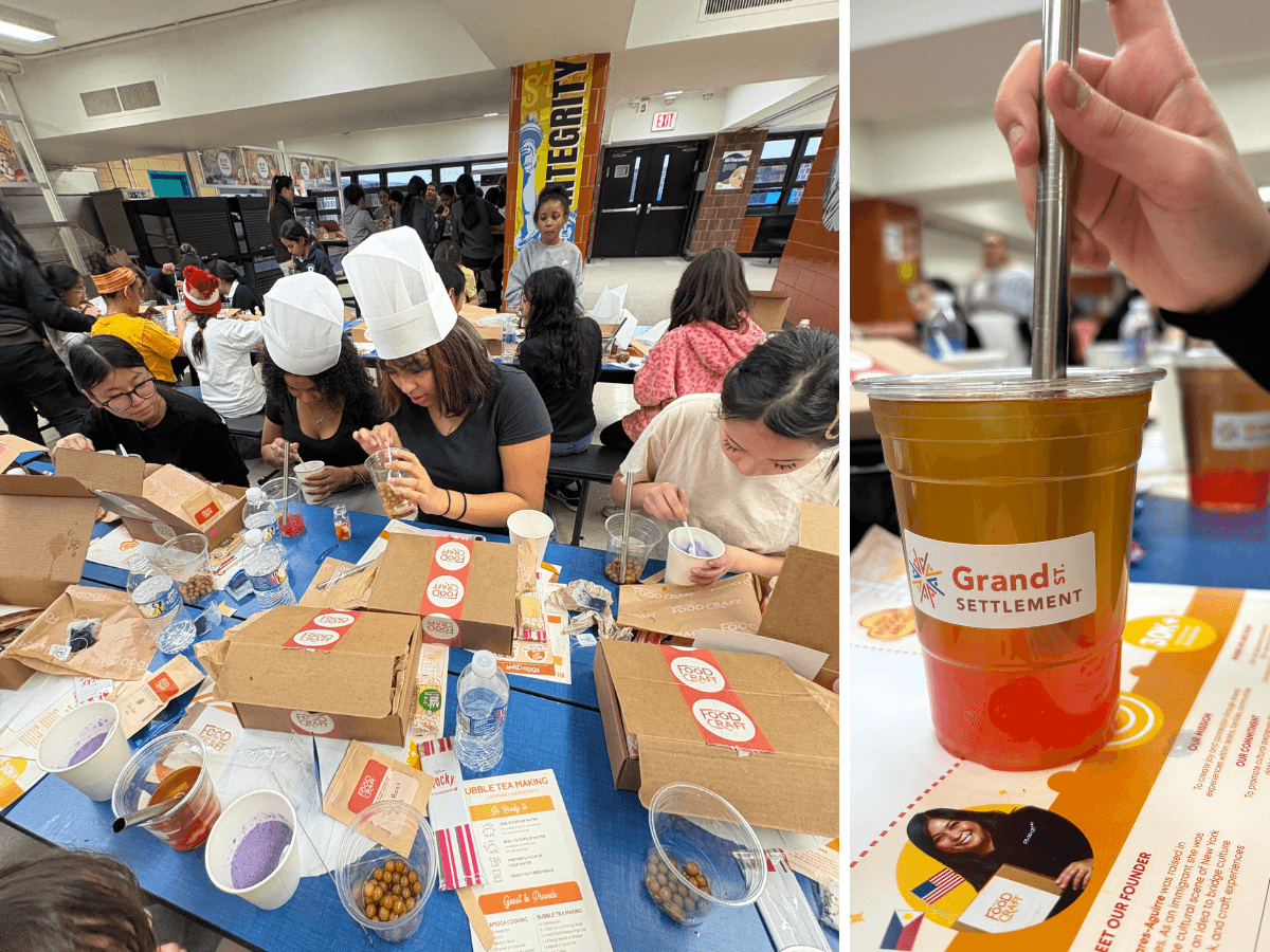Collage of teens making their own boba tea.