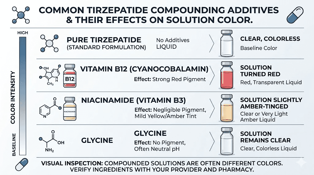 Tirzepatide compounding additives and their effects on medication color