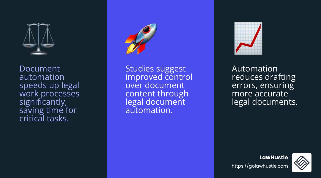 Automation speeds up work and reduces errors - Legal document automation tools infographic 3_facts_emoji_blue