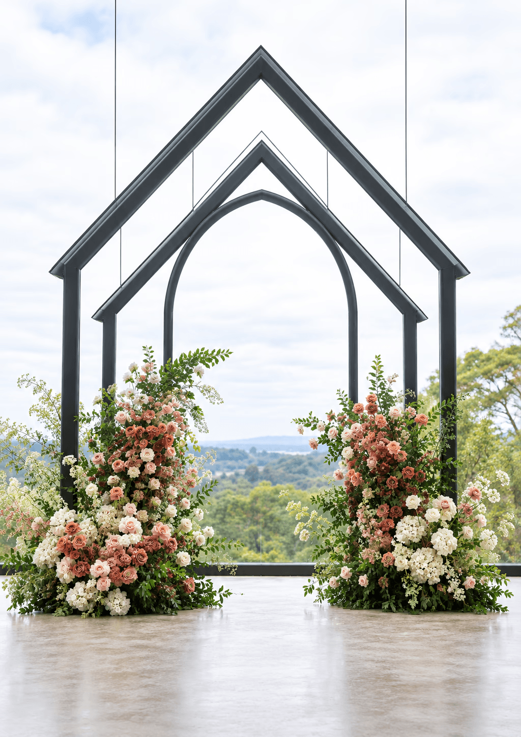 Soft blush floral ceremony styling