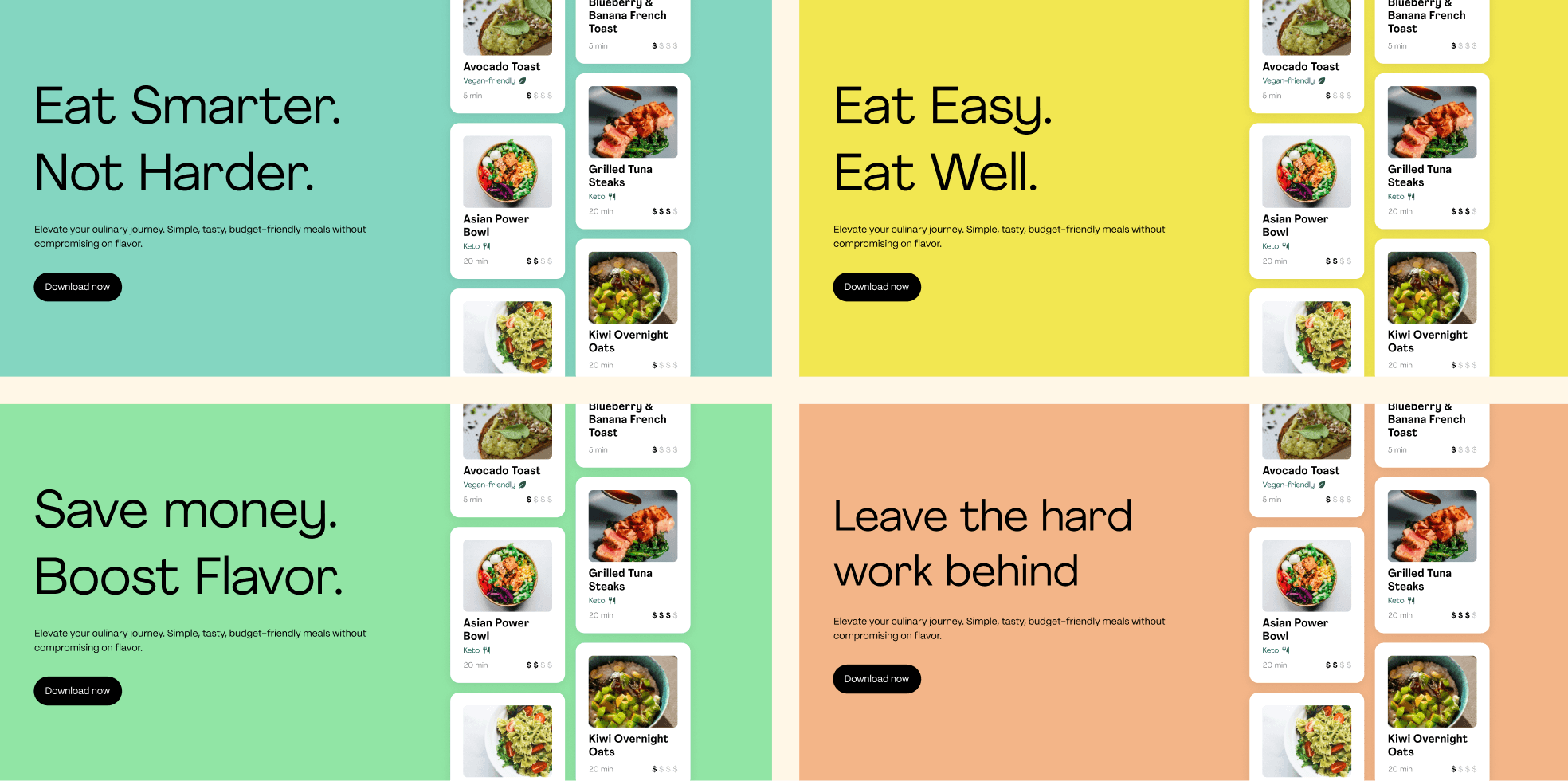 landing page hero variations