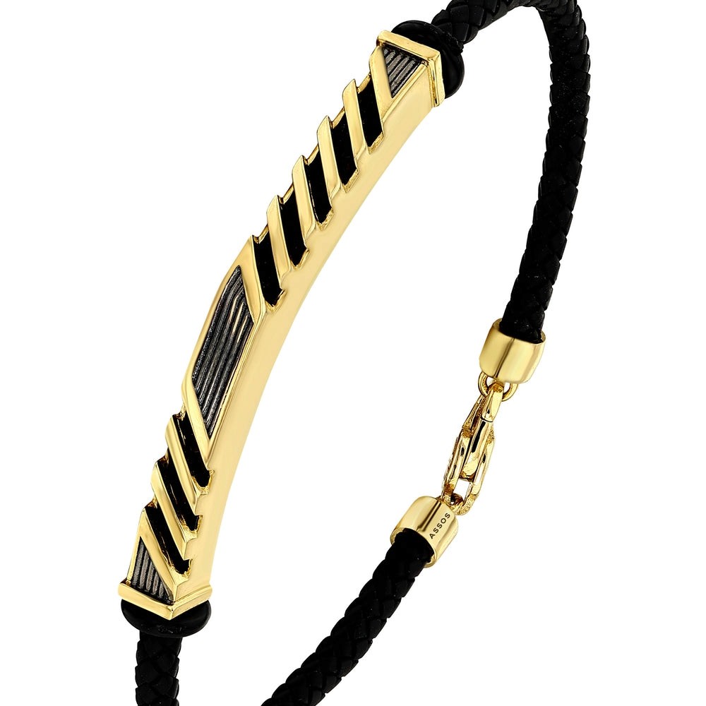 Assos Pırlanta 14 Ayar Altın Şık Tasarım Erkek Bileklik