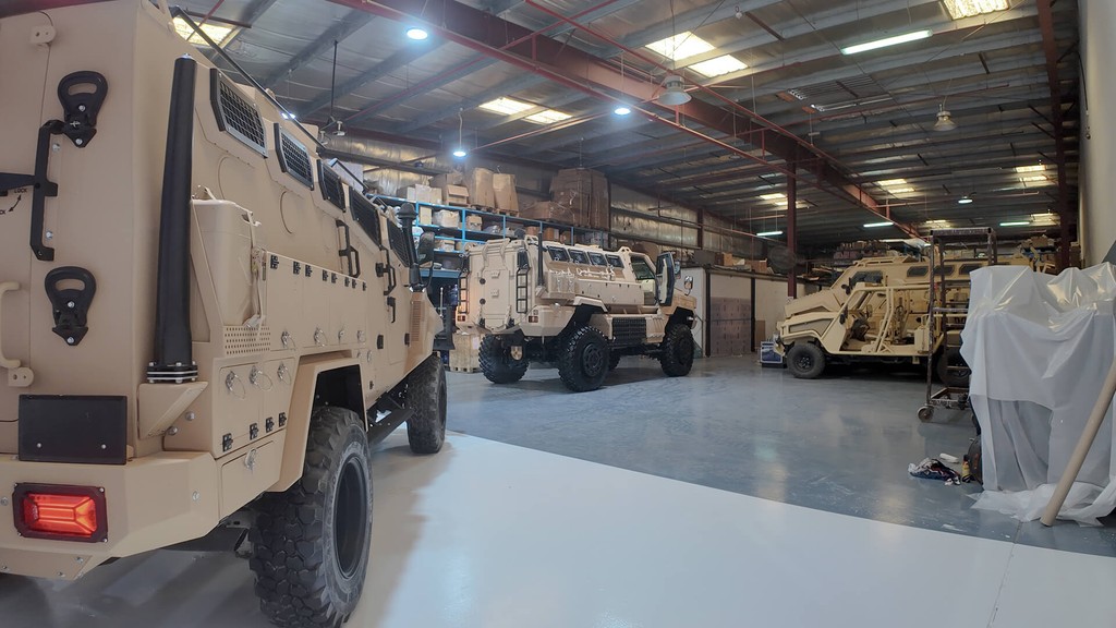 Warehouse full of armored vehicles