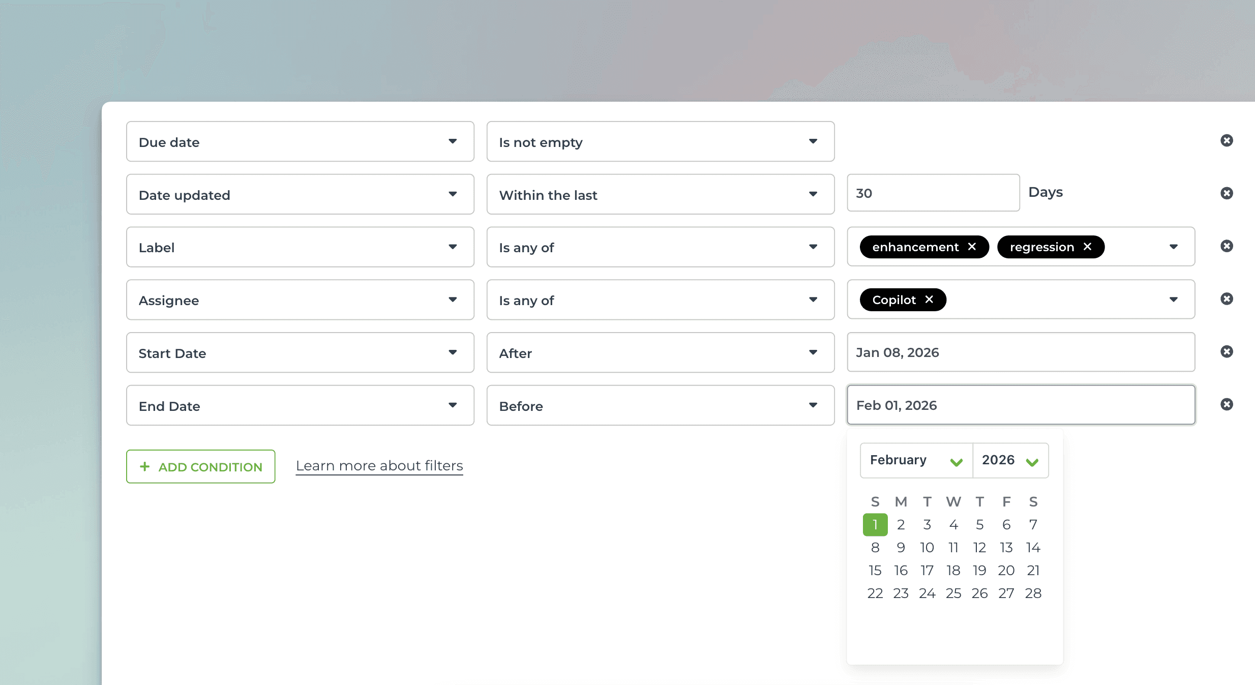 Set advanced filters