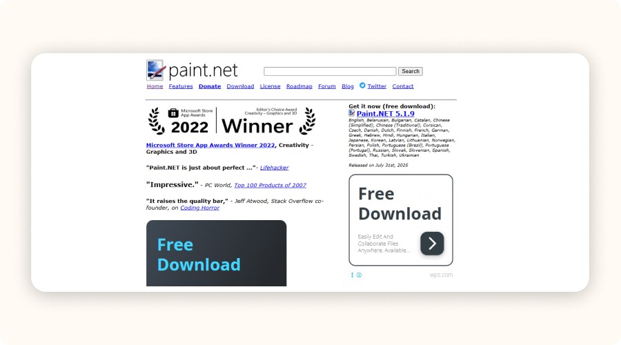 Paint.NET download page