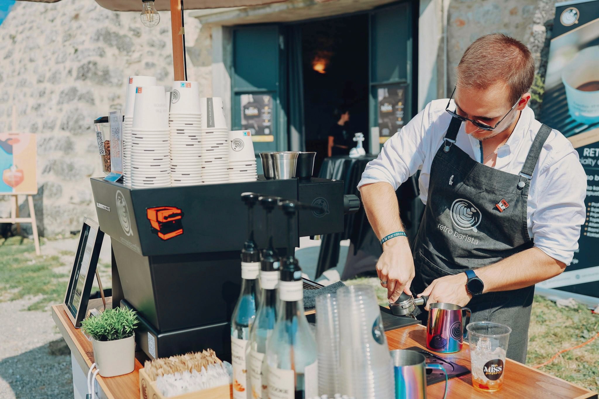 Preparing iced coffee, coffee catering