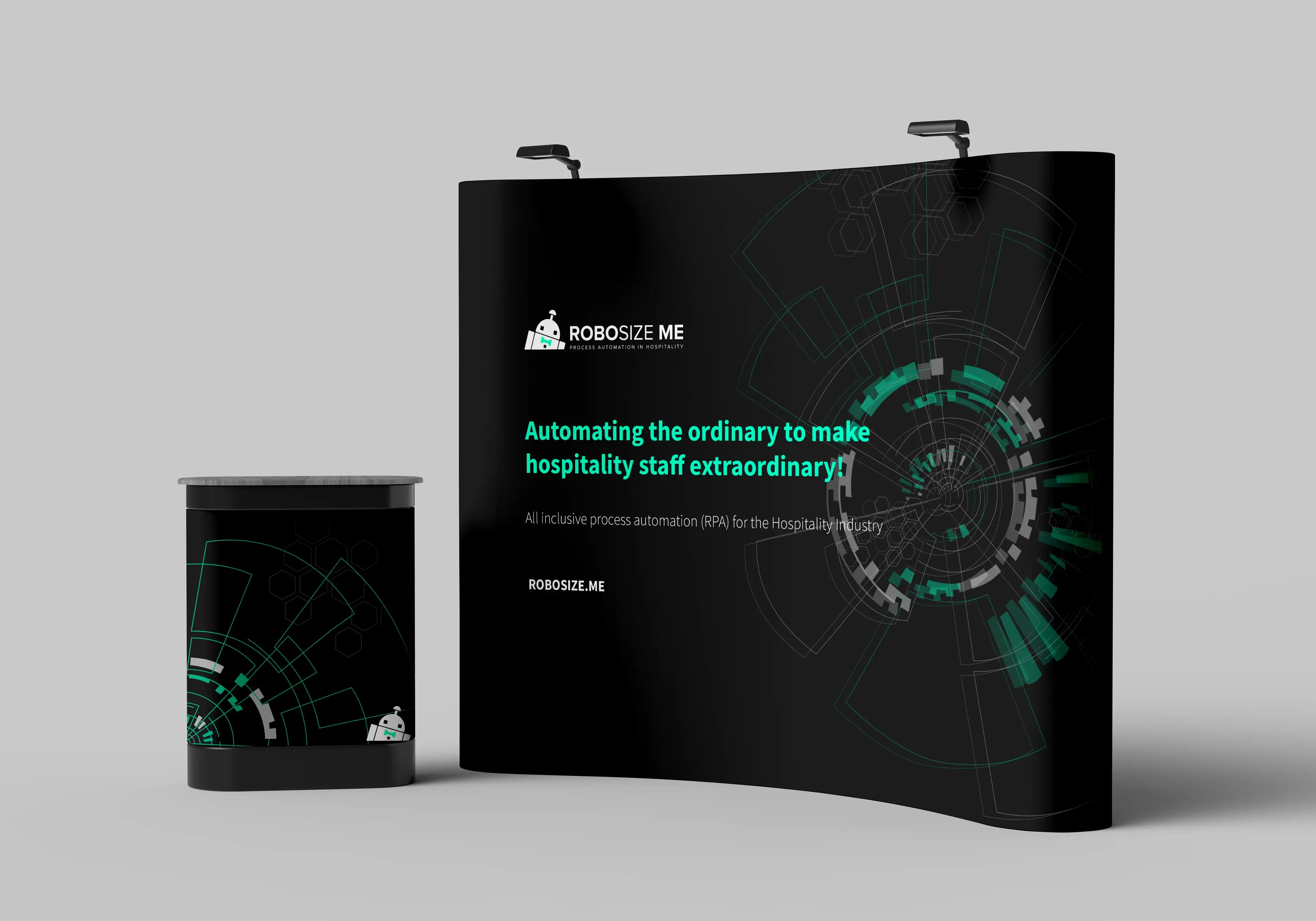 A presentation physical (letterhead on the right) and digital (homepage on a desktop on the left)of DEGrowth company focusing on circular economy in beige and dark turiose shades