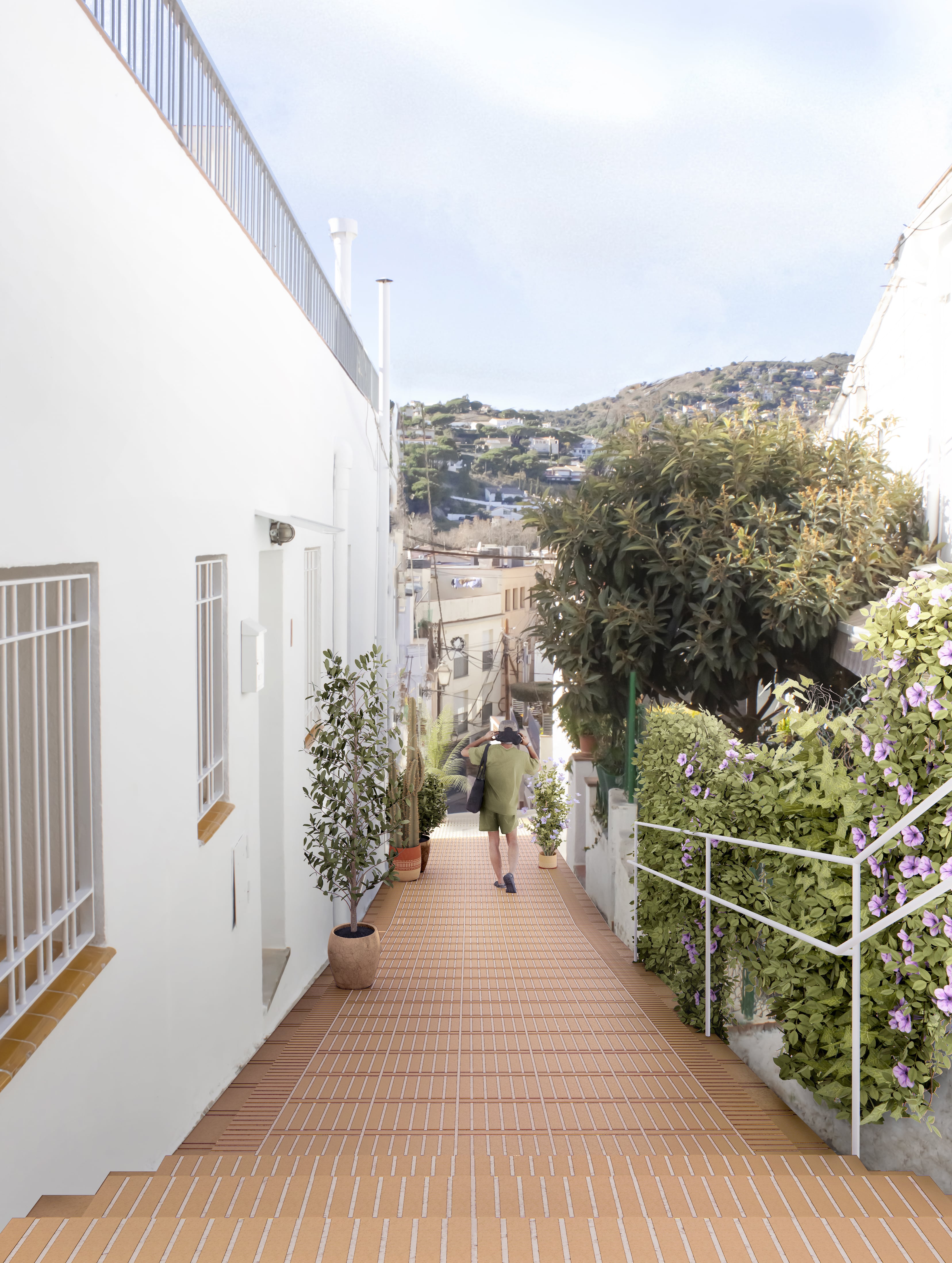 Render de una calle de Alella con la propuesta de urbanización del barrio del Rost