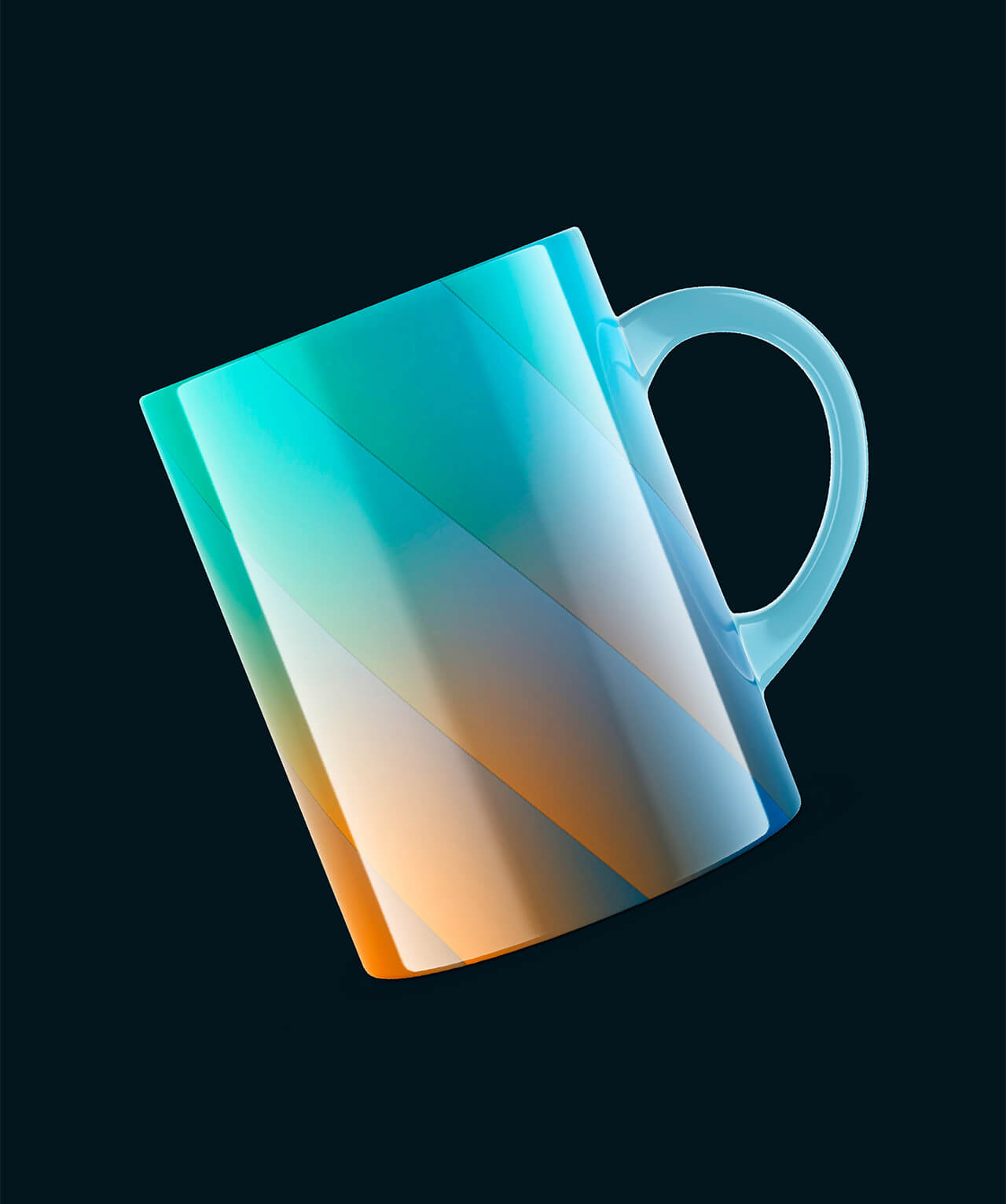 Branded mug featuring a bright, bold gradient