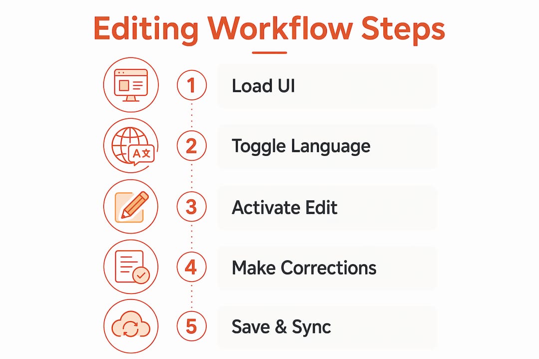 Infographic illustrating in-context editing workflow steps