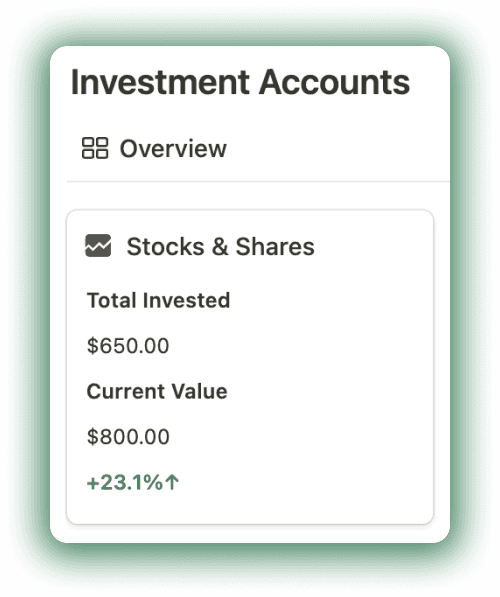 Goals in Notion Finance hub