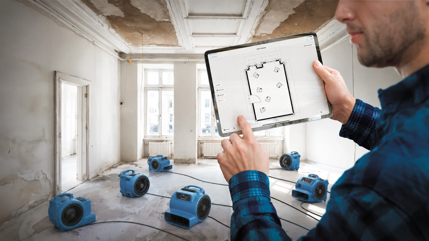project manager on a restoration site placing equipment