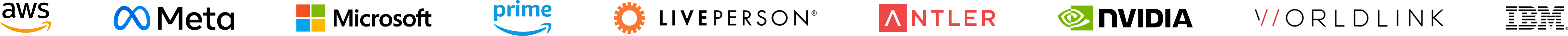 Logos of AWS, Meta, Microsoft, Liveperson, Antler, nvidia, worldlink, IBM