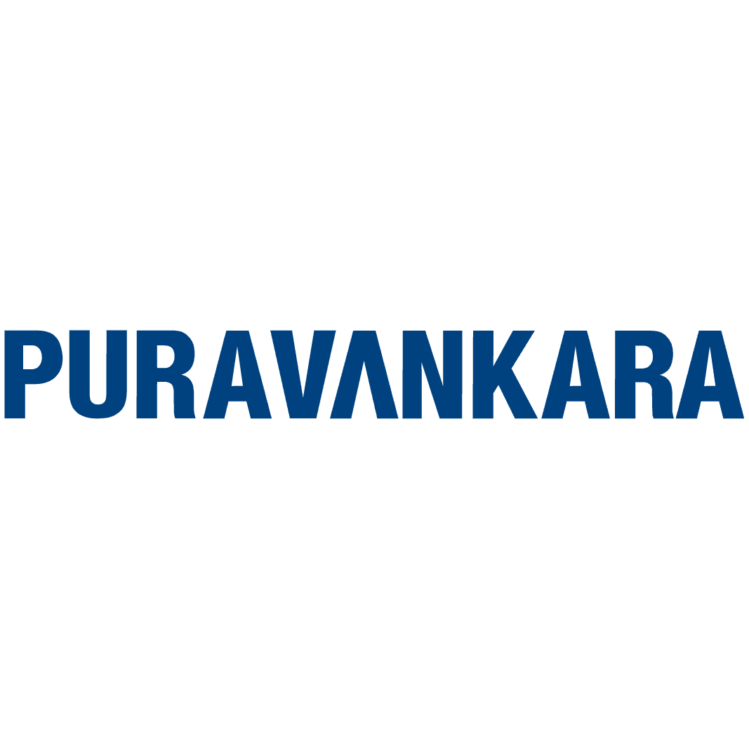 Puravankara logo in blue with brand name in capital letters