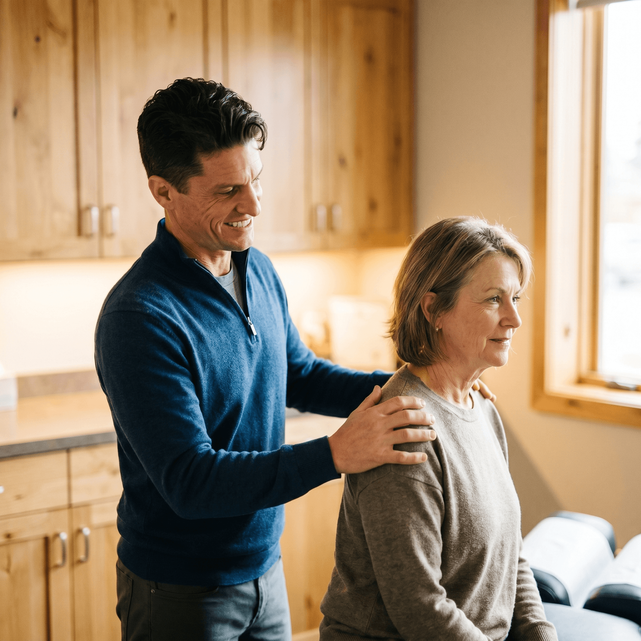 Chiropractor adjusting the lower back of a patient. 