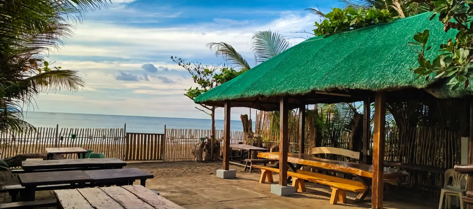 Infinity pool at golden hour with sea view at Oktowaves Hotel Nasugbu, Batangas