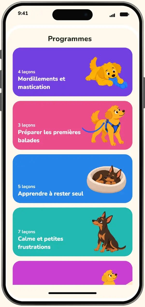 Les programmes pour chiots Kyno sur iPhone