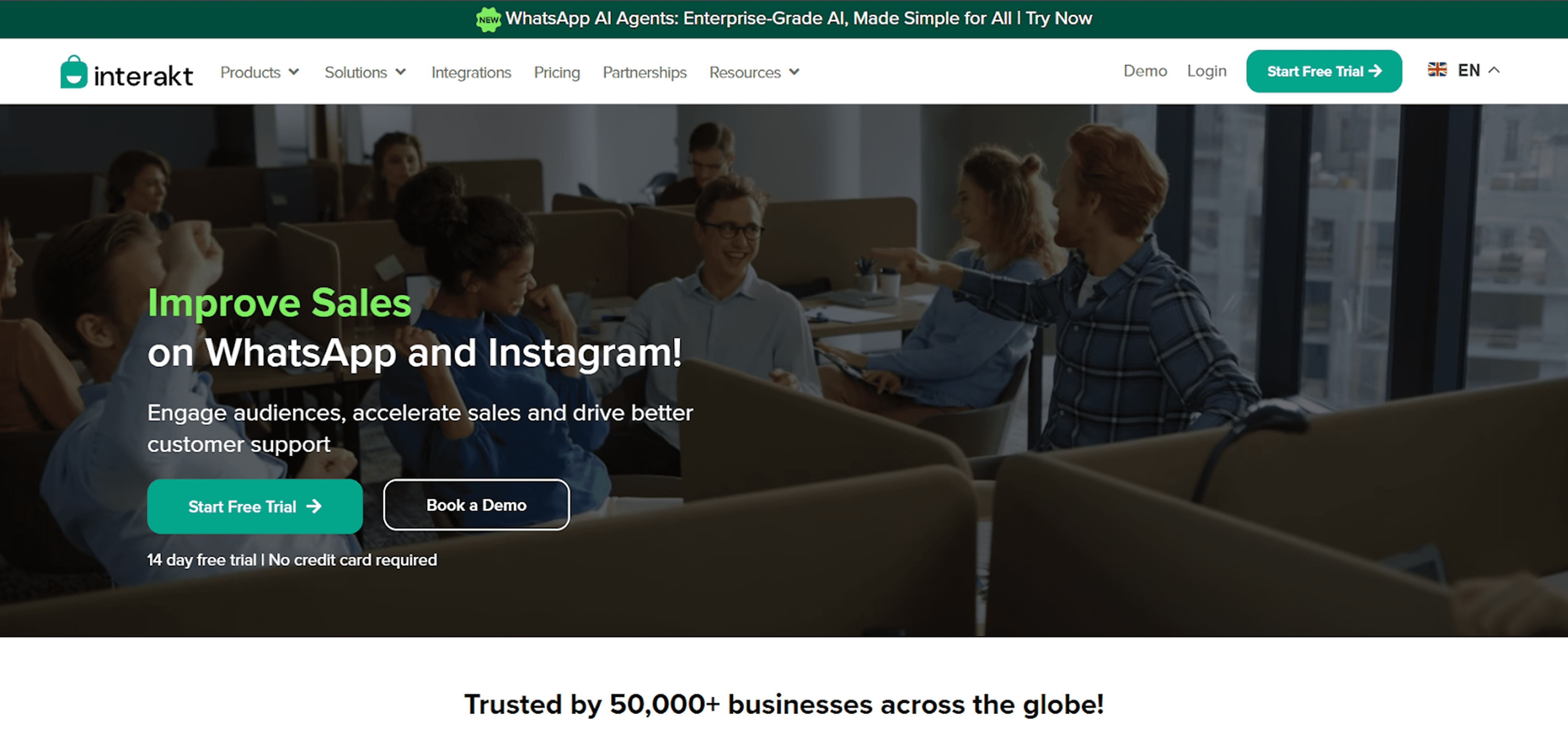Interakt’s main website page