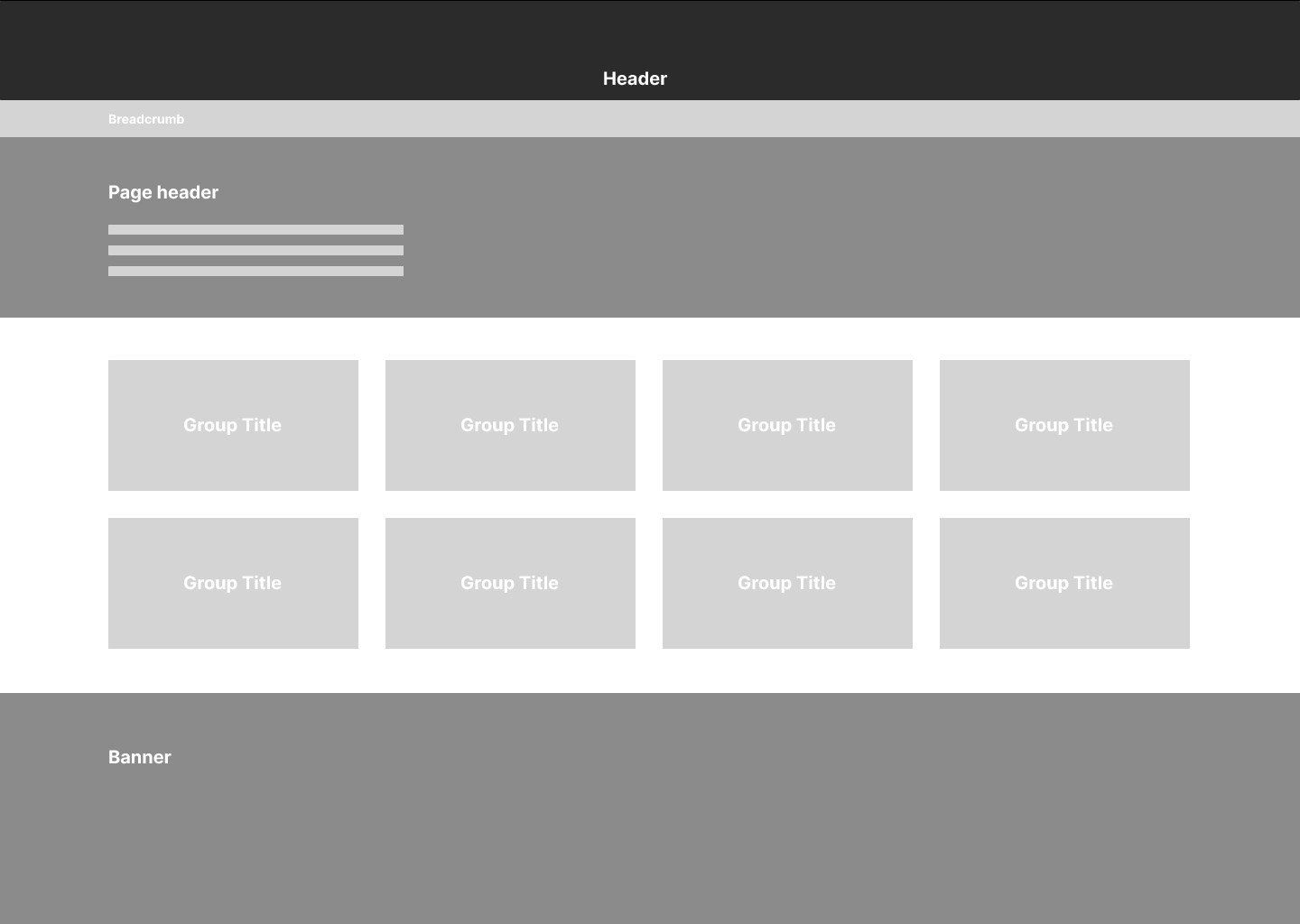 A low fidelity prototype showing a desktop layout