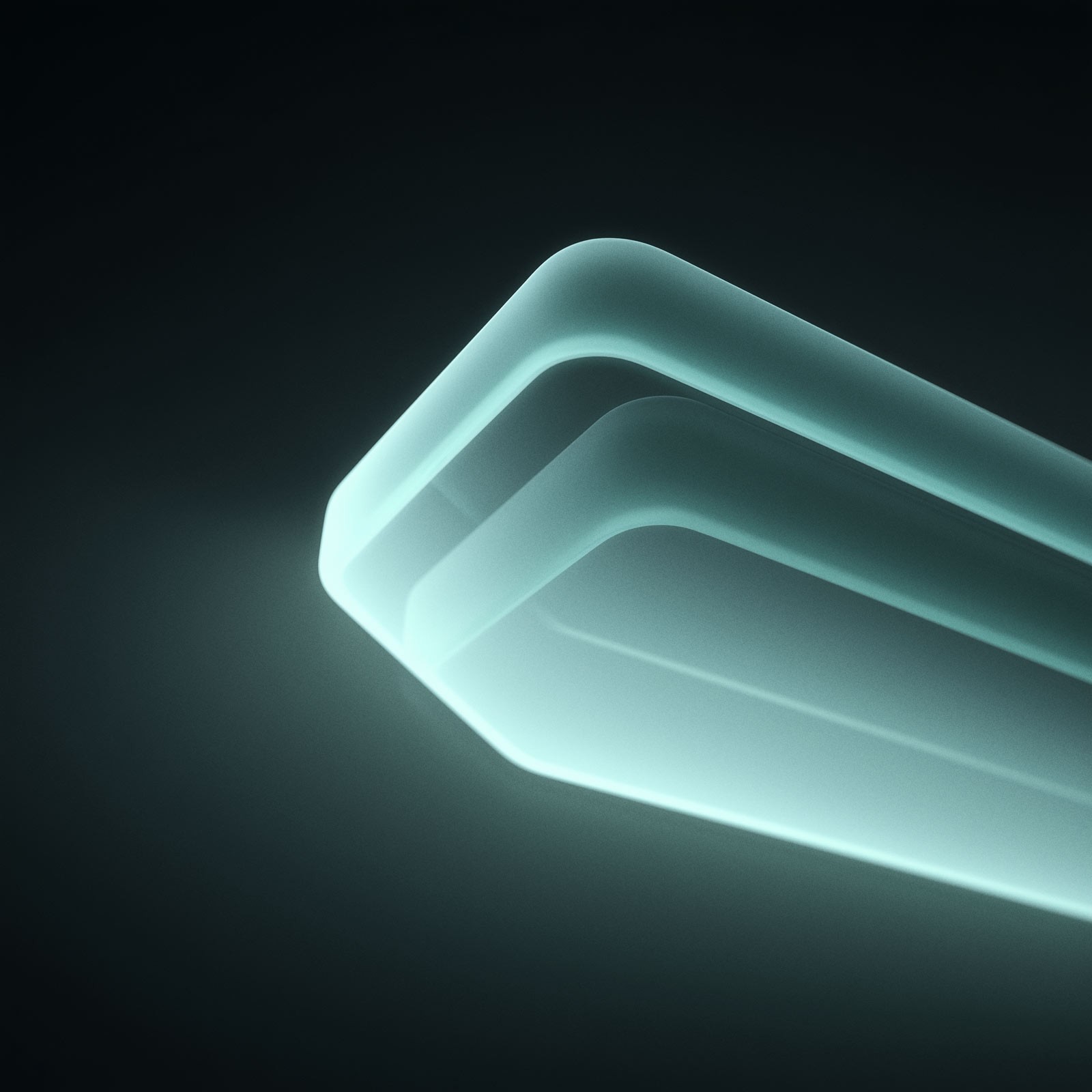 Layered geometric forms in mint gradient