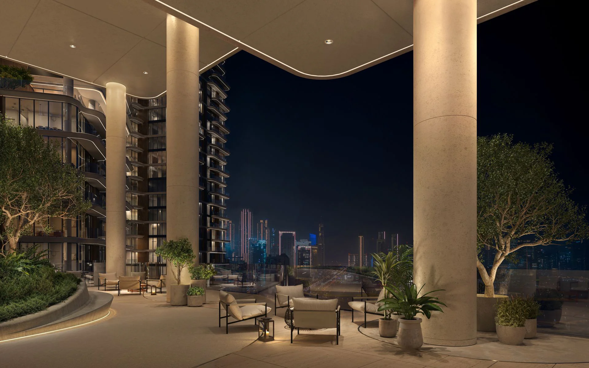 Beachfront apartments situated by the bay, highlighting their stylish design and beautiful coastal scenery.