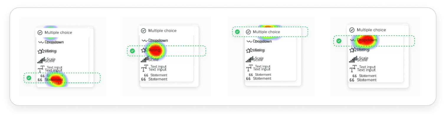 Click heatmaps indicating users navigated the design well
