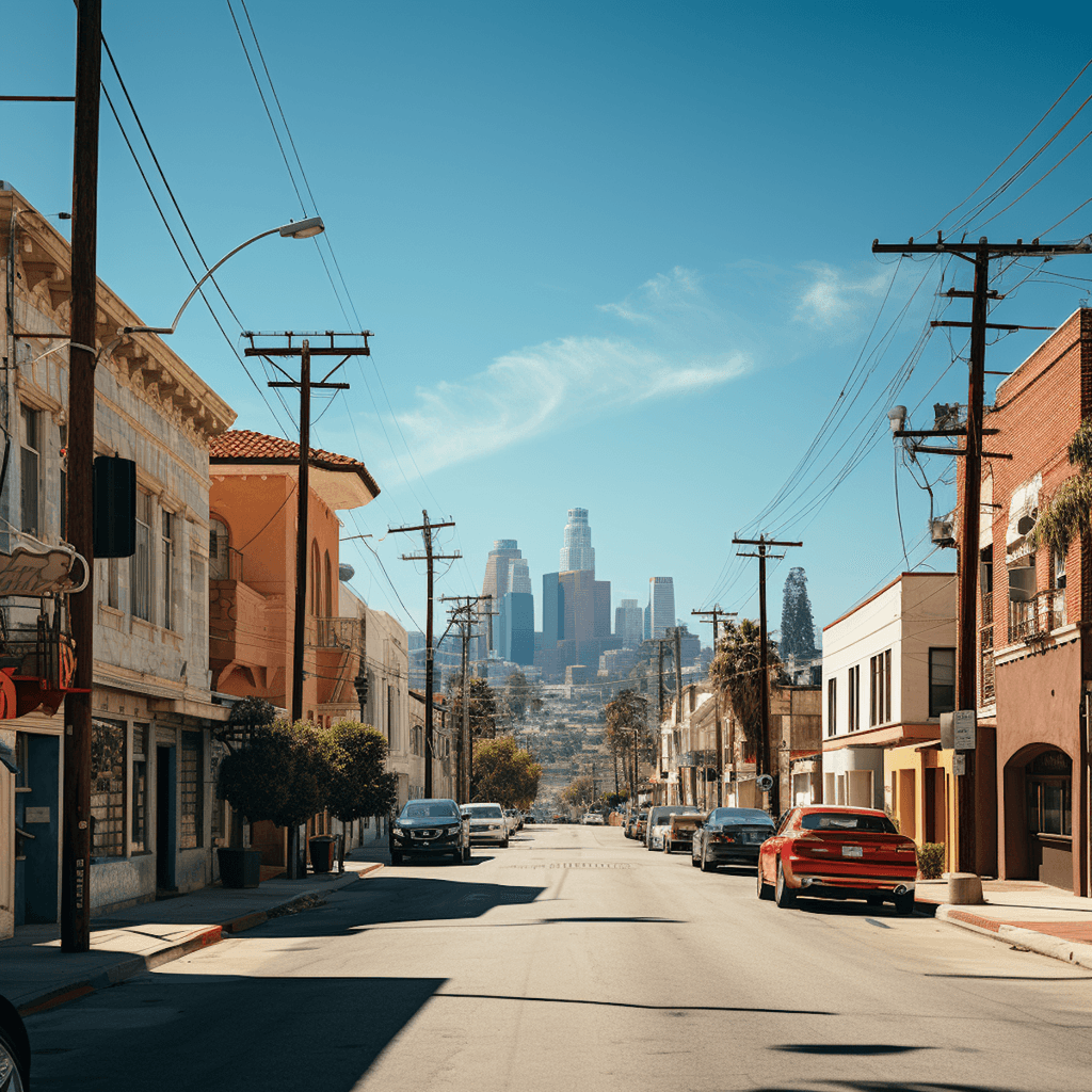 a city street with a sign that says historic route 53