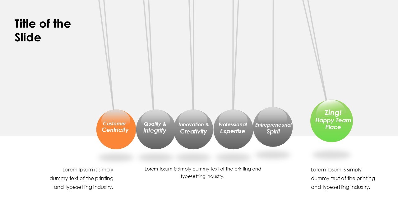 Core Values Slide Featuring Key Attributes