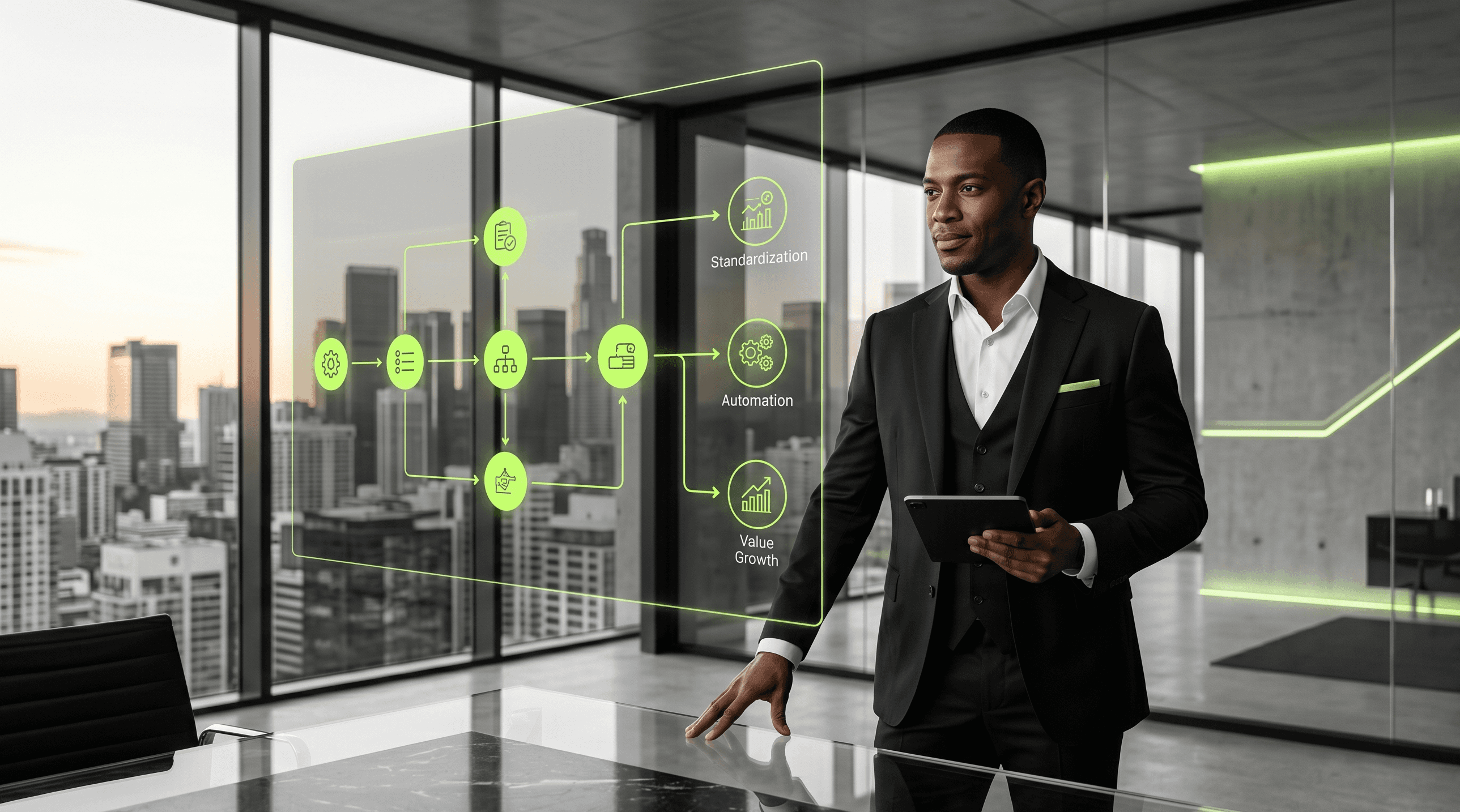 Image of a business owner going from chaos to success using business systems.