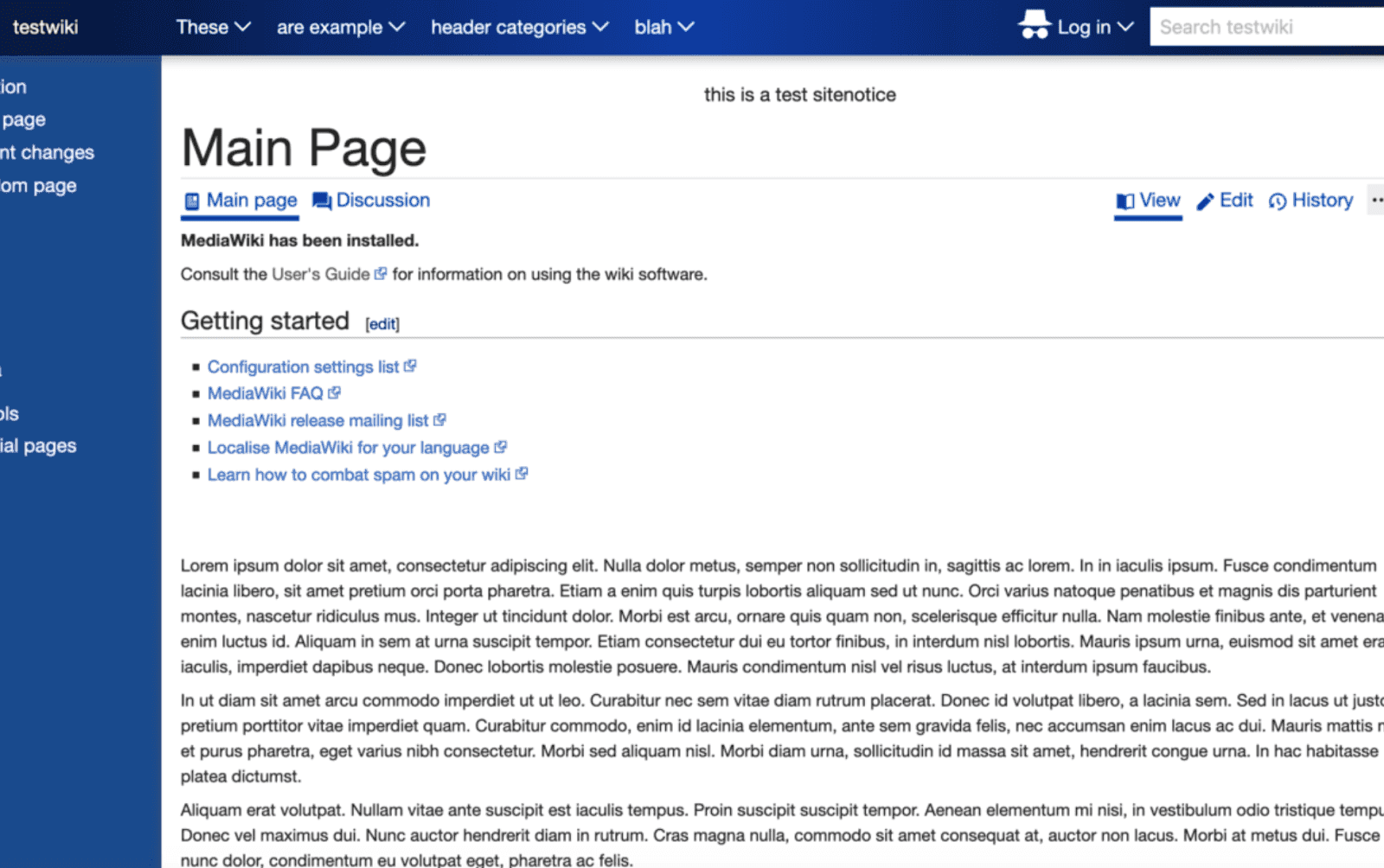 MediaWiki main page&nbsp;
